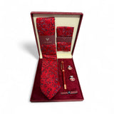 Set cadou accesorii bărbați 5 piese, roșu-albastru floral- JONA