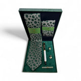 Set cadou accesorii bărbați 5 piese, verde cu buline - JONA