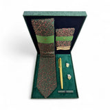Set cadou accesorii bărbați 5 piese, verde floral - JONA